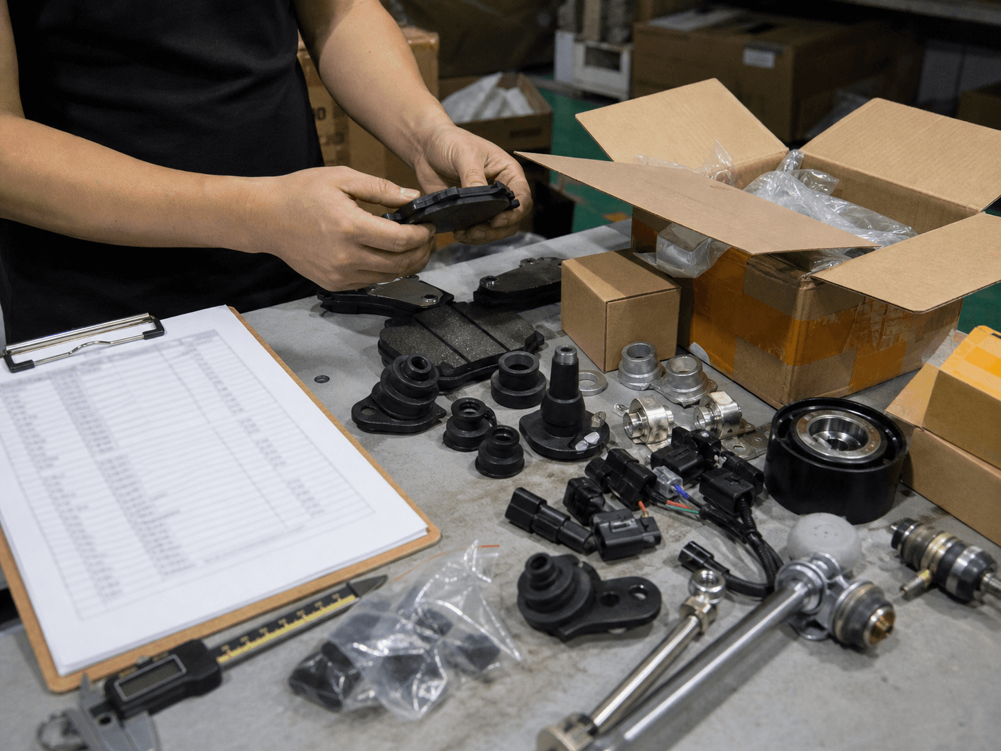 Auto part samples and inspection paperwork