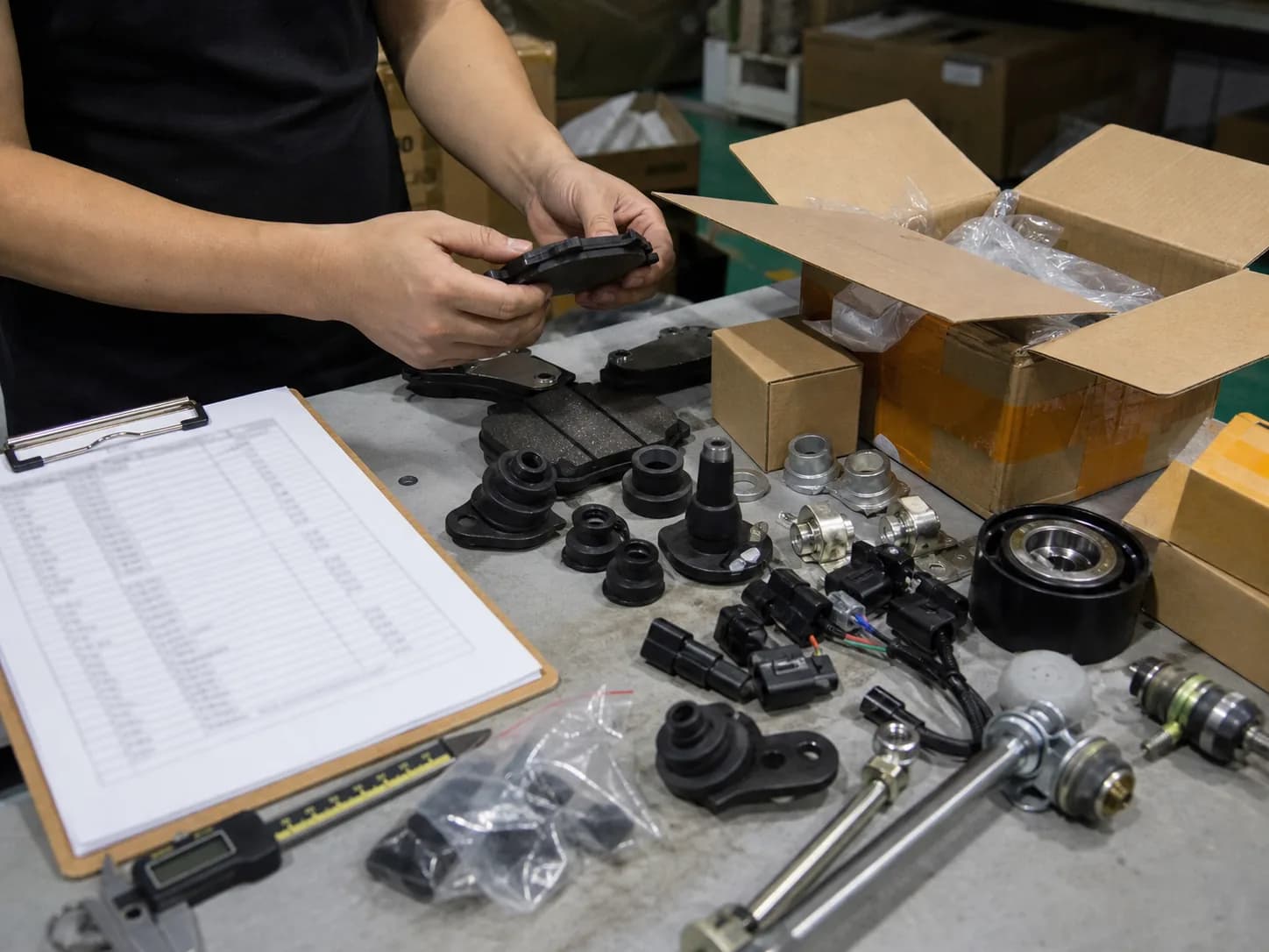 Auto part samples and inspection paperwork