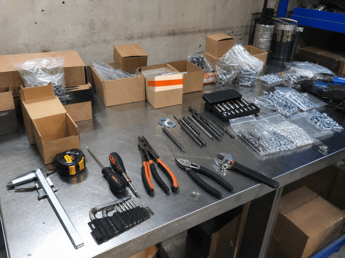 Industrial tool samples checked on a sourcing desk