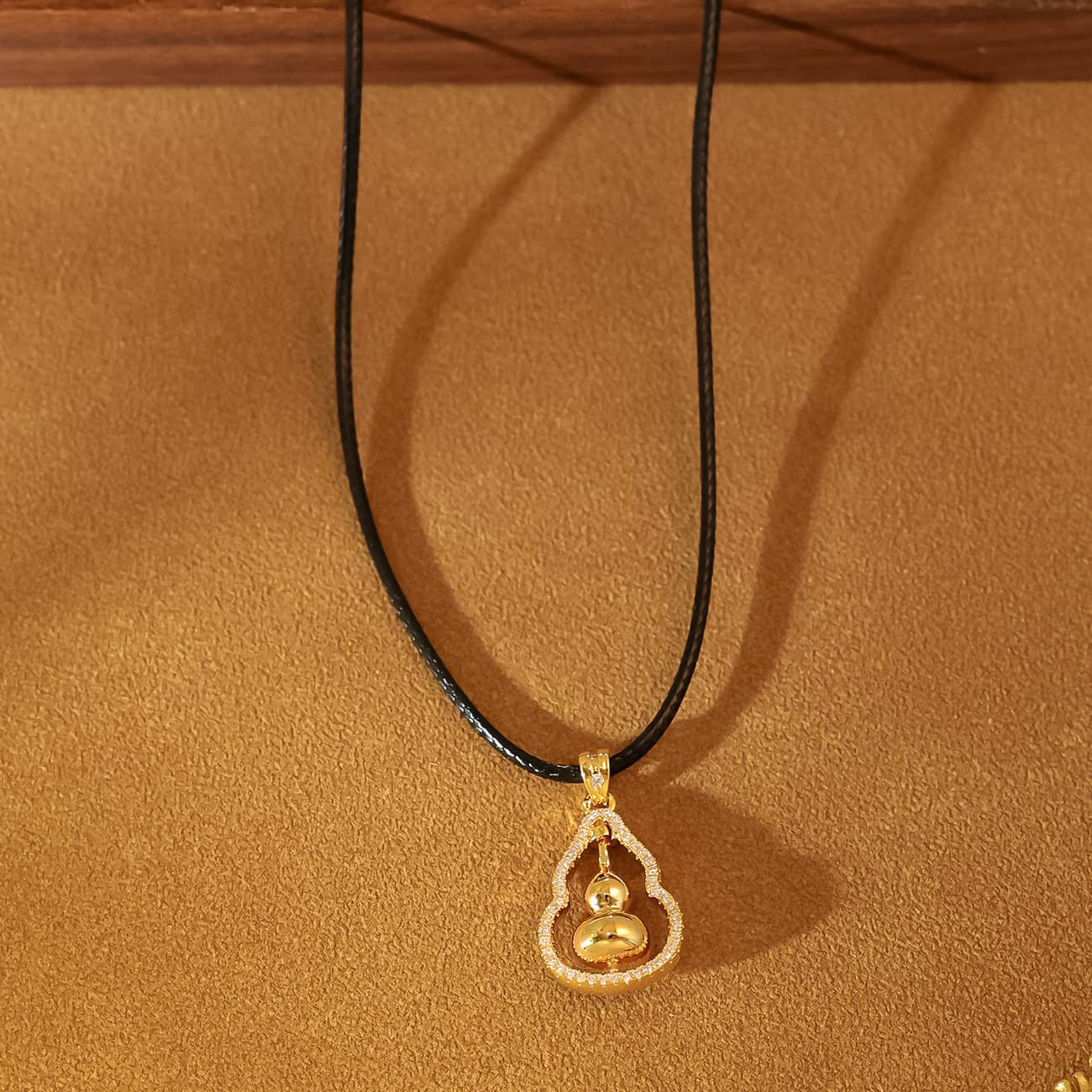 Gold-Tone Gem Calabash Pendant Necklace - 1