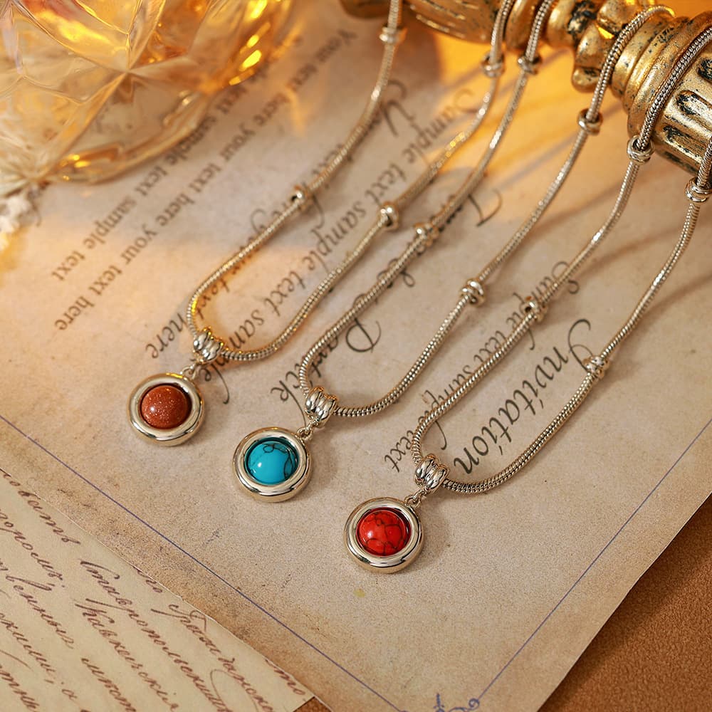 Coffee Gold Zodiac Cat's Eye Snake Chain Necklace - 1