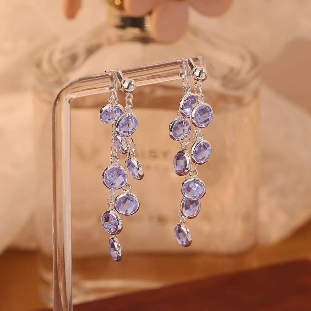 S925 Silver Needle Bohemian Crystal Drop Earrings - 1