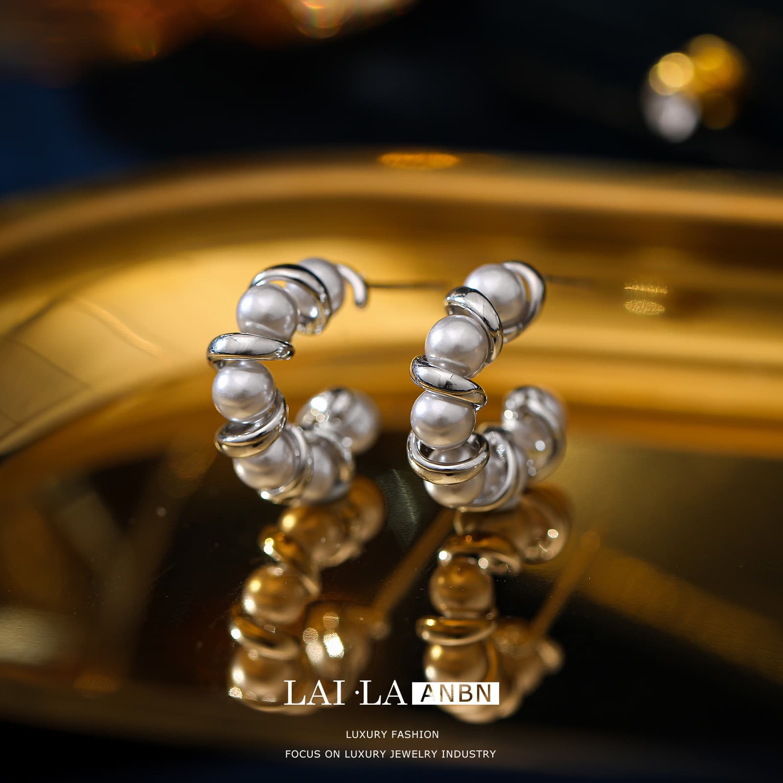 925 Sterling Silver Heather Gray Pearl Geometric Stud Earrings - 1