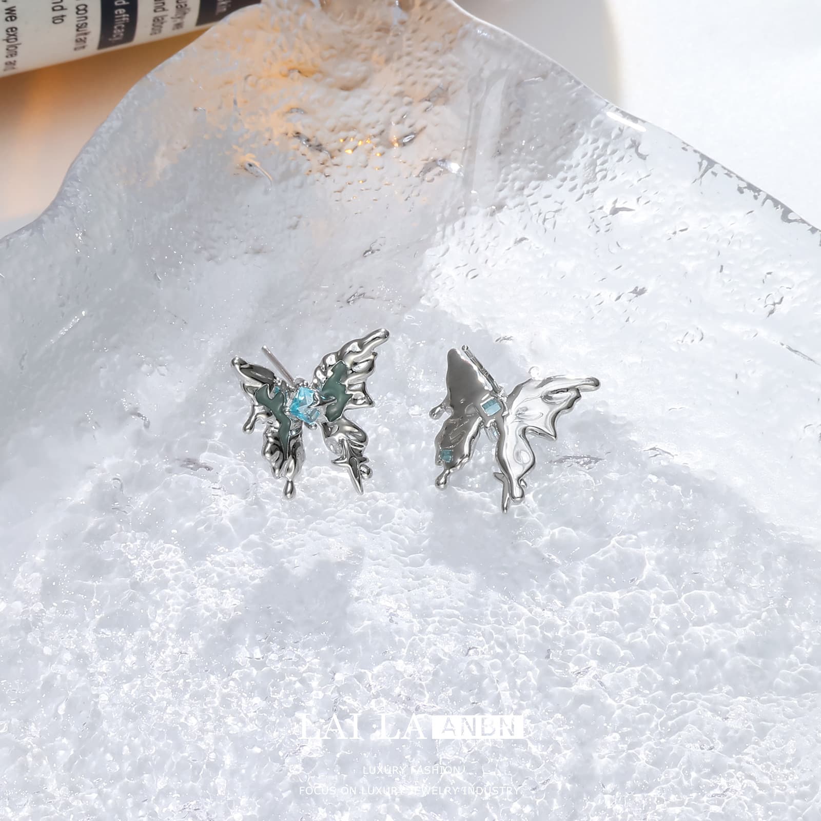 925 Sterling Silver Pin Zircon Butterfly Stud Earrings - 1