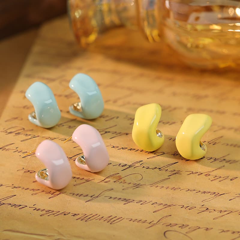 Macaron Drip Oil Geometric Women's Earrings - 1