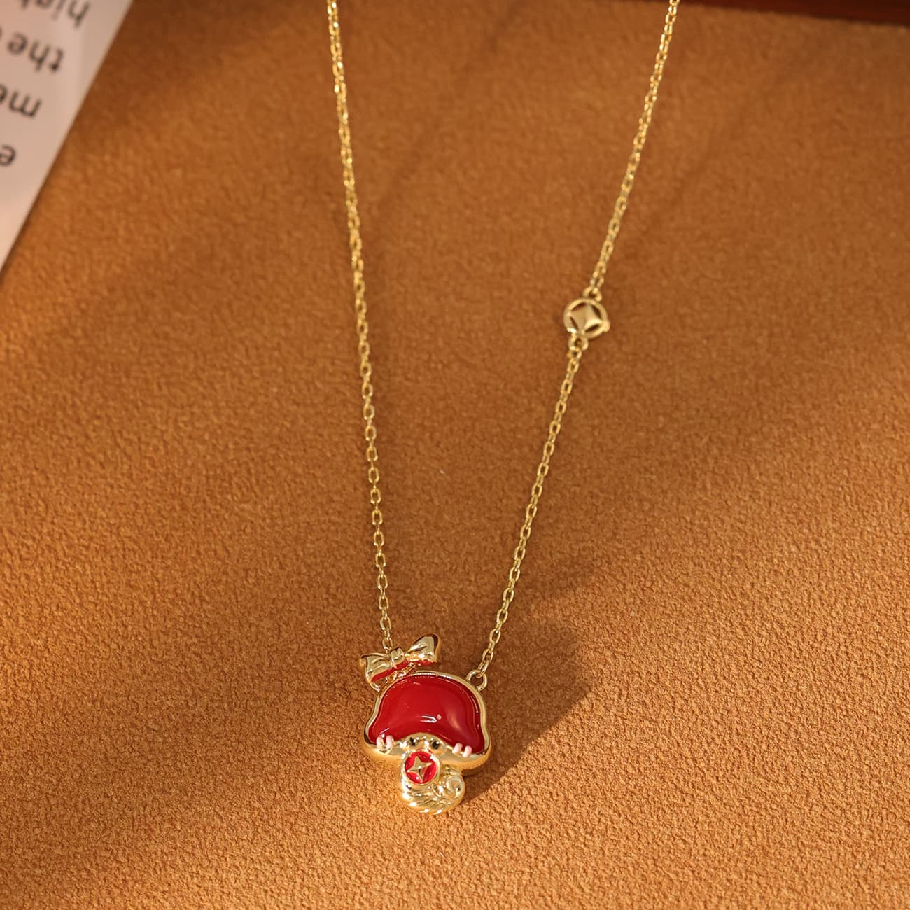 Copper Plated Red Snake Zodiac Pendant Necklace - 1