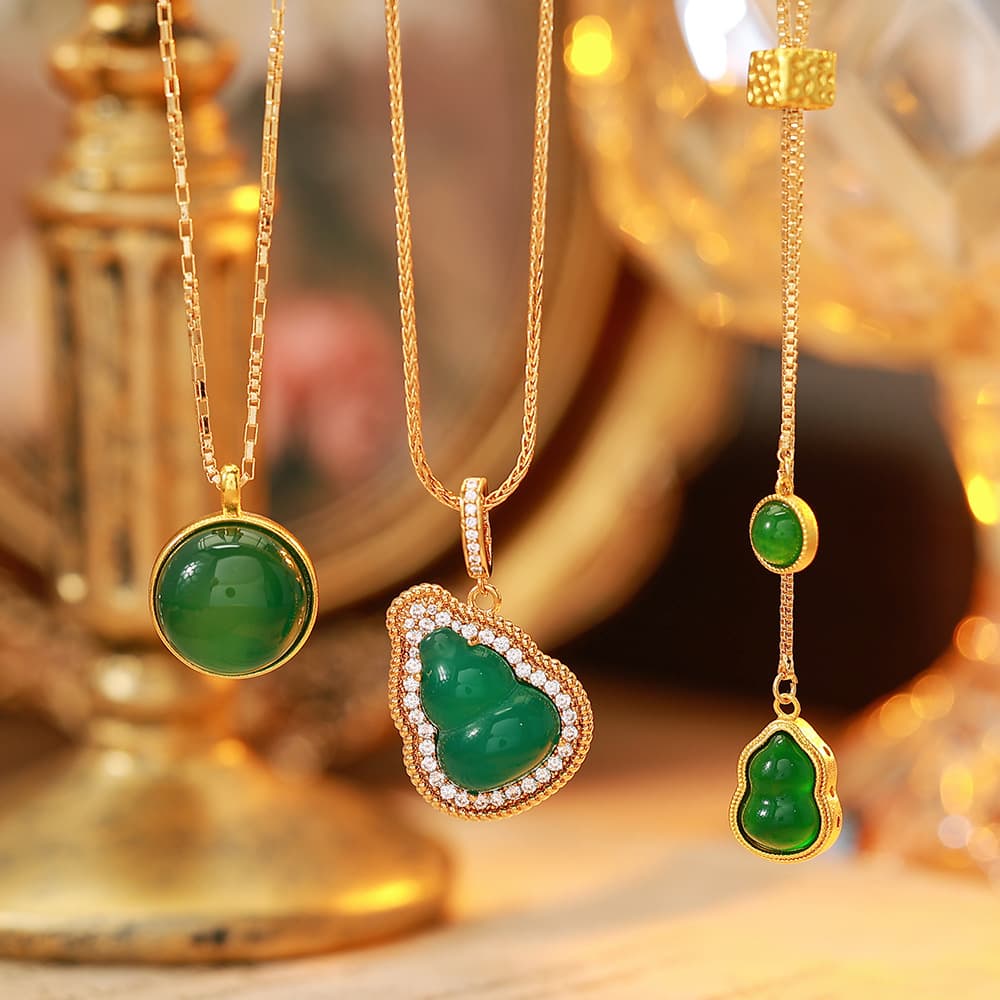 Gold Plated Copper Gourd Pendant Necklace - 1