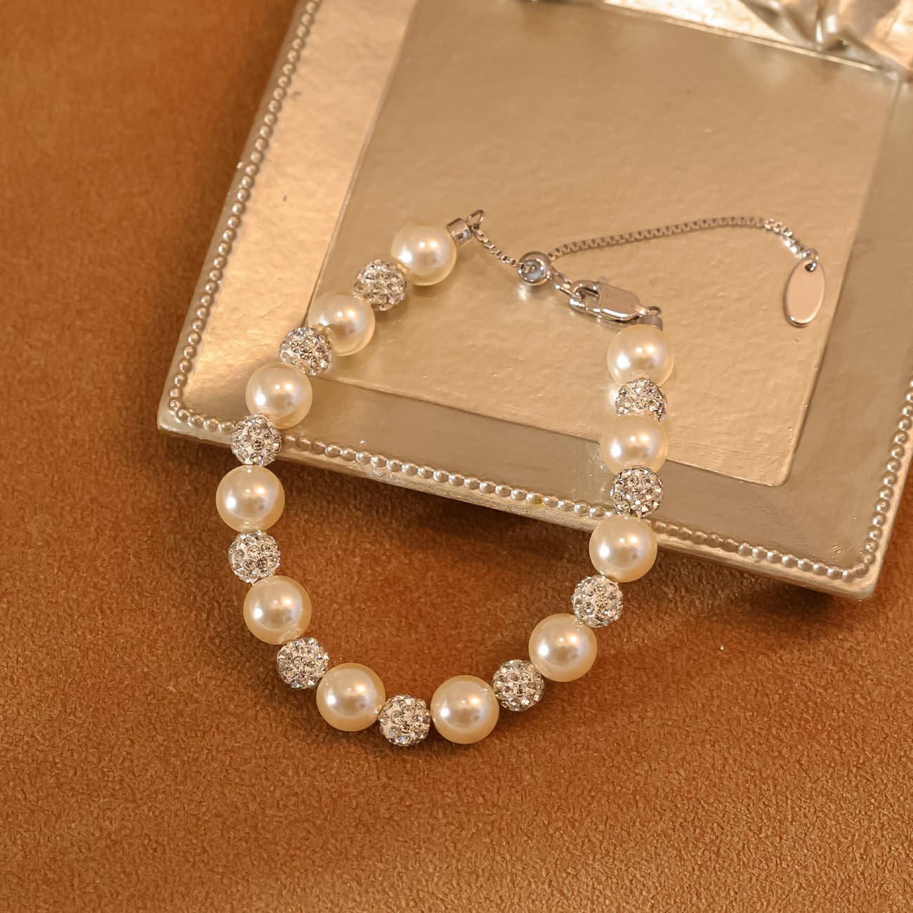 Zircon Inlaid Perfect Circle Pearl Sweater Chain - 1