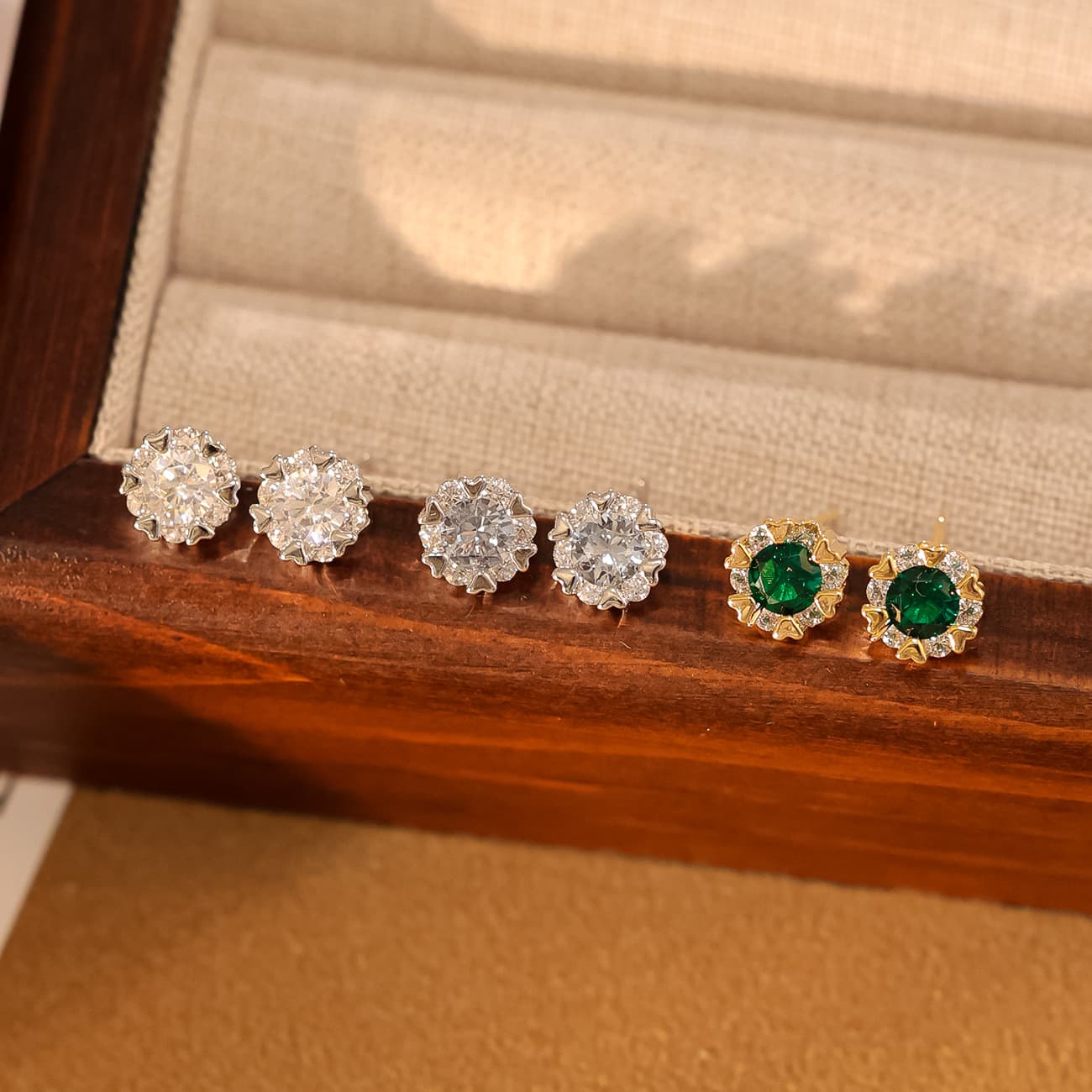 Color Zircon 925 Silver Stud Earrings - 1