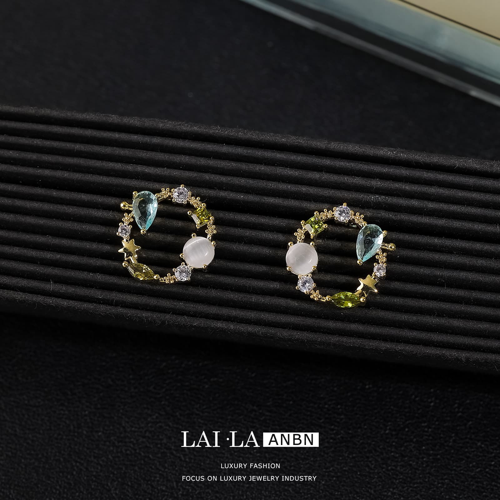 Copper Zircon Green Flower Non-Pierced Ear - 1