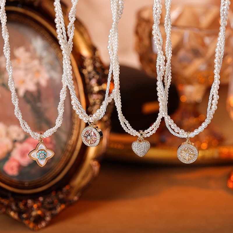 Real Gold Plated Copper Double-Layer Eight-Pointed Star Necklace - 1