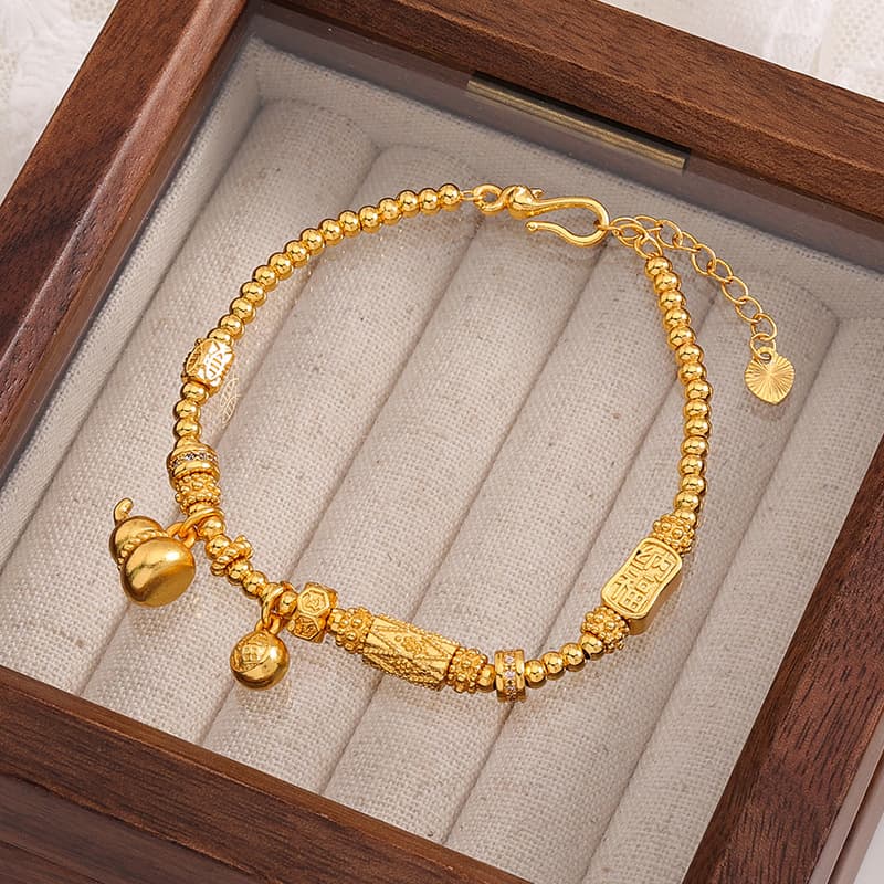 Women's Fu Lu Sand Gold Bracelet, Non-Fading, Wholesale. - 1