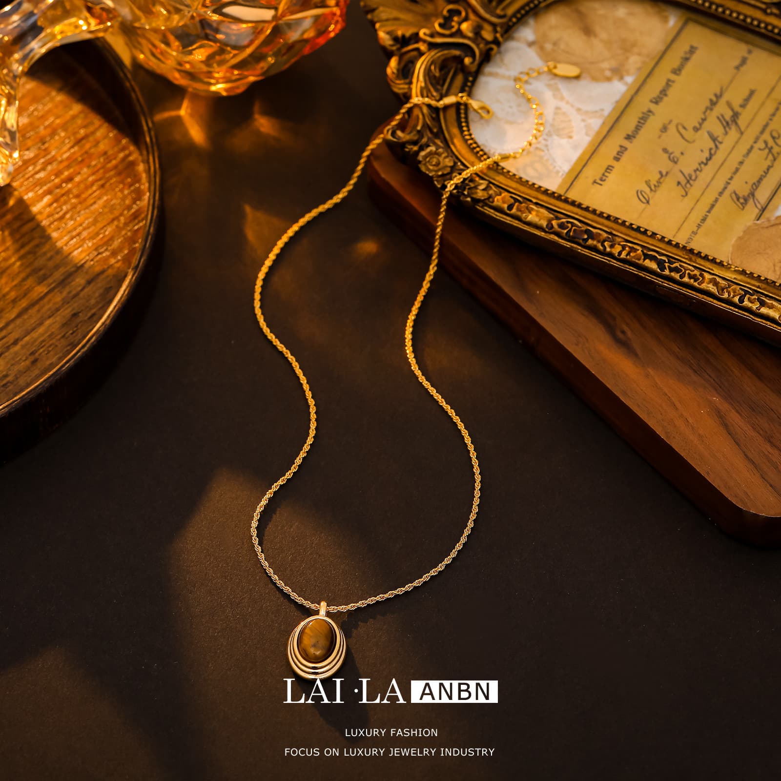 Maillard Series 18K Gold Tigereye Necklace - 1