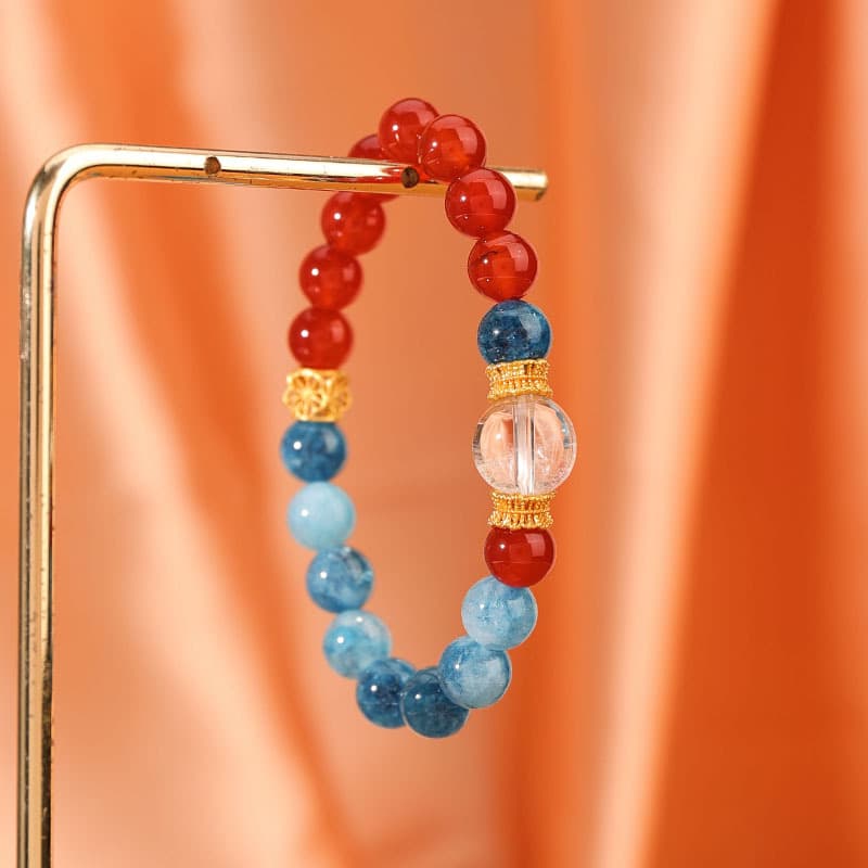 Nezha Red Agate Blue Crystal Unisex Bracelet - 1