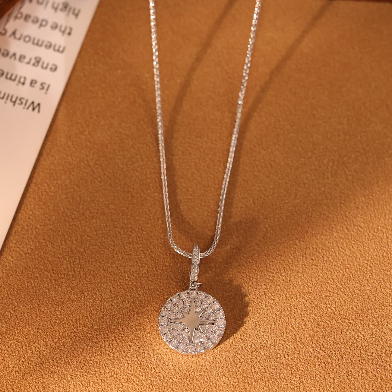 Compass Star Diamond Sweater Chain Necklace - 1