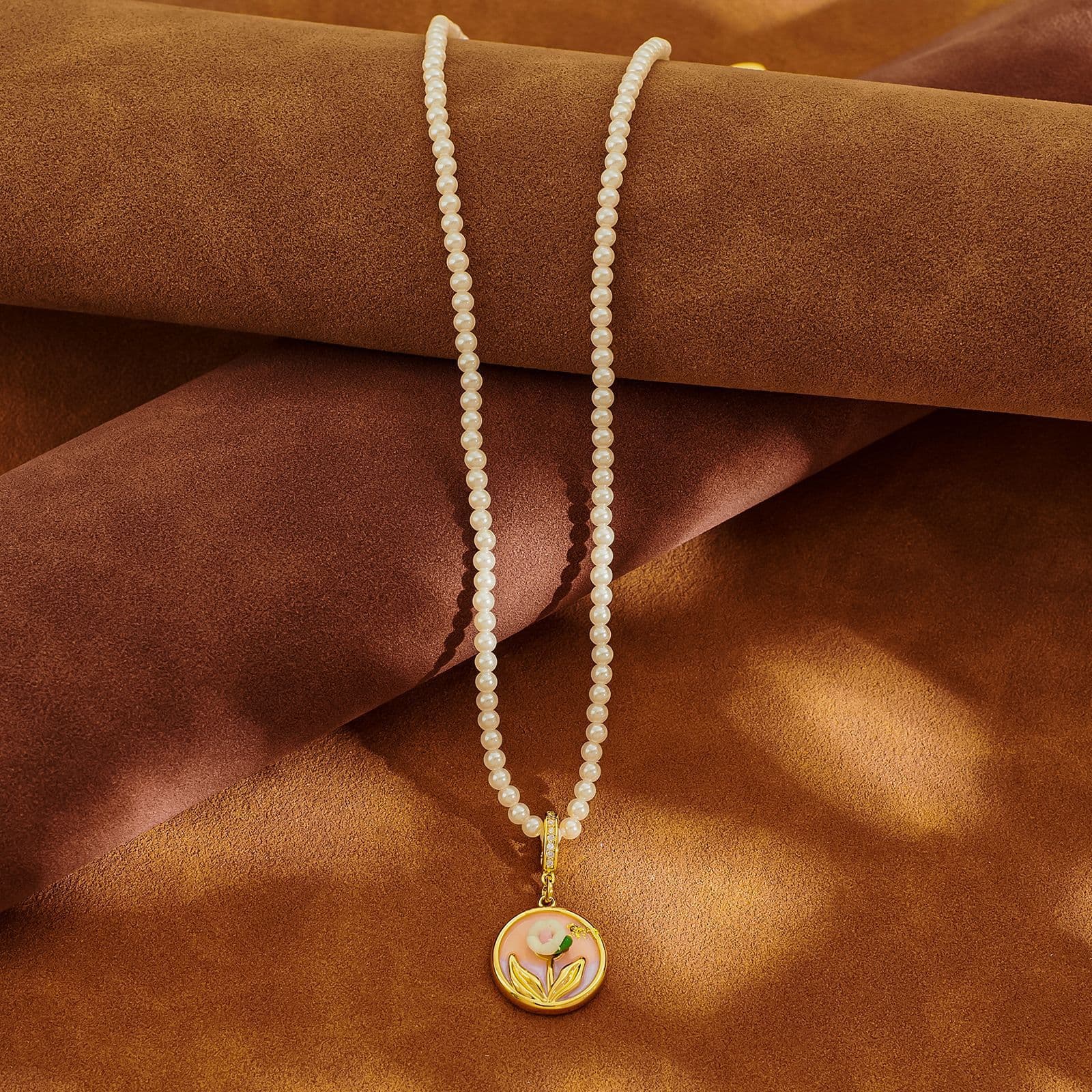 Natural Pearl Vintage Oil Painting Collarbone Necklace - 1