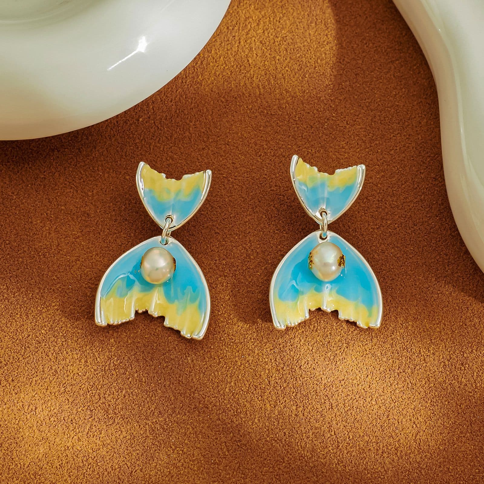 Monet Garden Natural Pearl 925 Silver Retro Oil Painting Earrings - 1