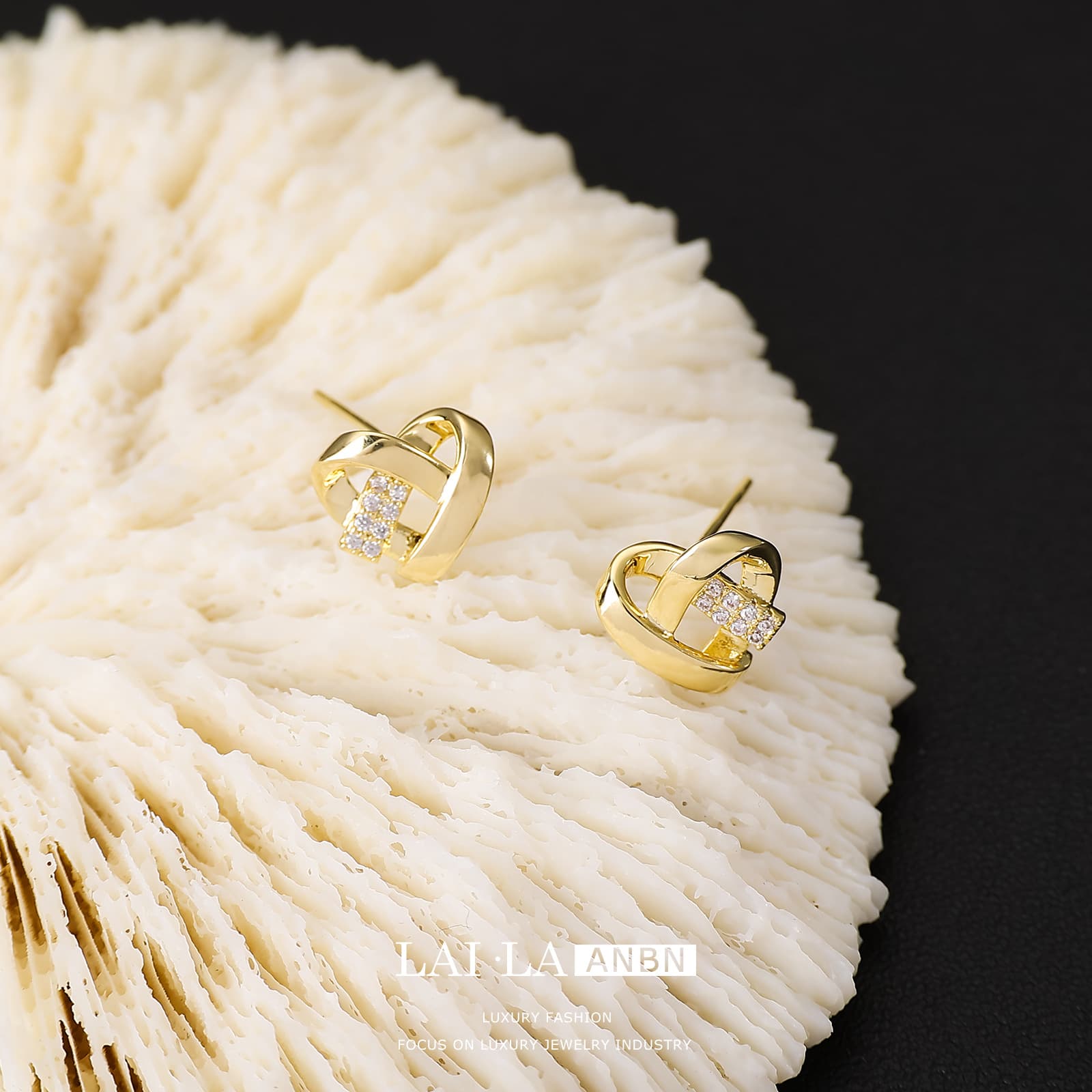 Copper Electroplated Heart Stud Earrings, 925 Sterling Silver Post - 1