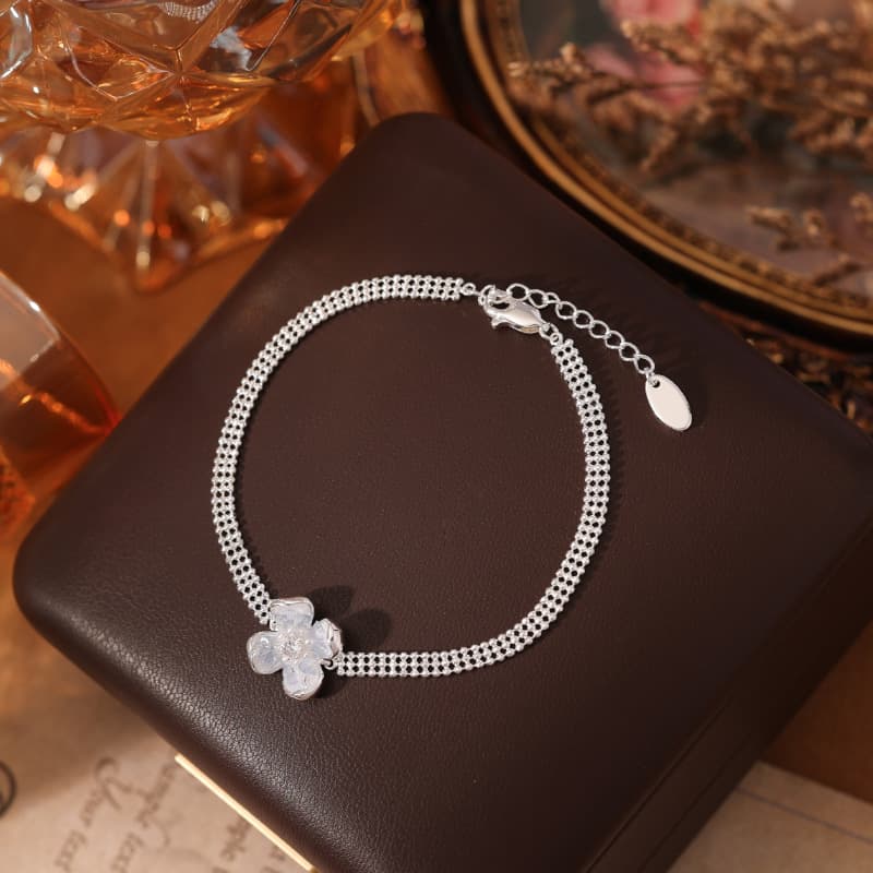 Gold Plated Copper Zircon Cherry Blossom Bracelet - 1