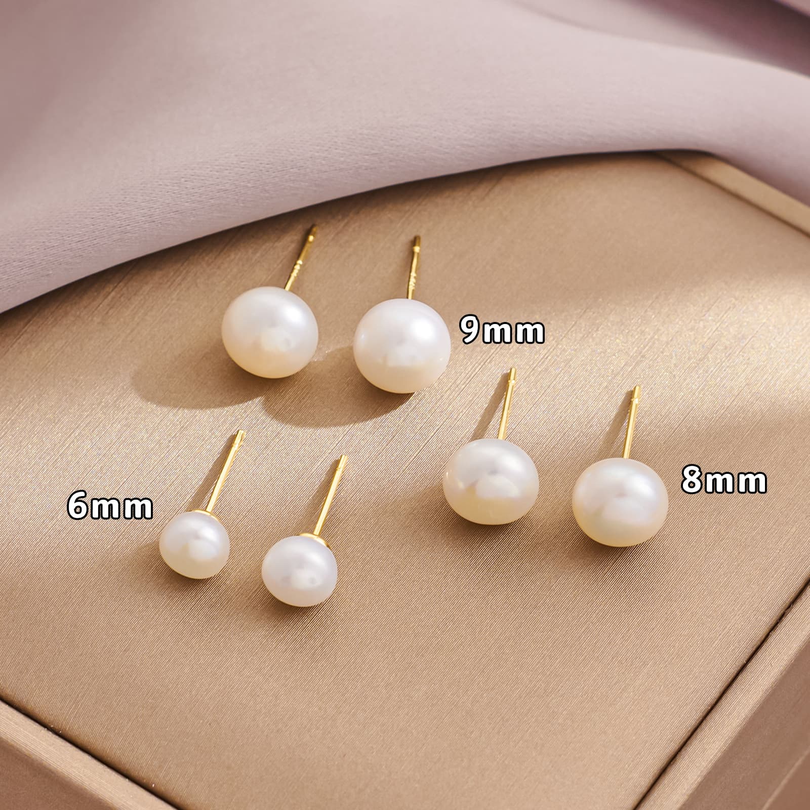6mm Natural Freshwater Pearl S925 Sterling Silver Ear Studs - 1