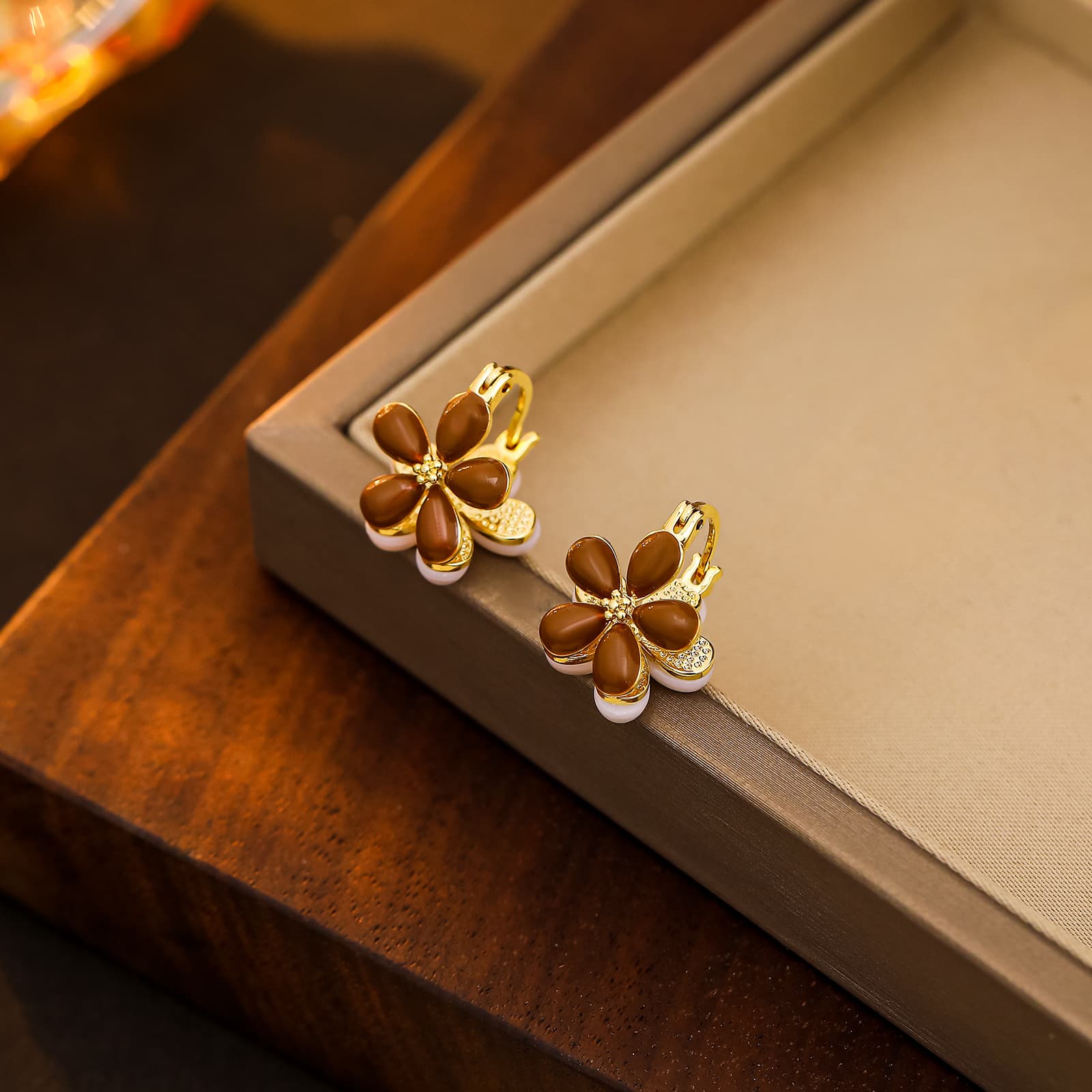 Maillard Double-Sided Flower Enamel Earrings - 1