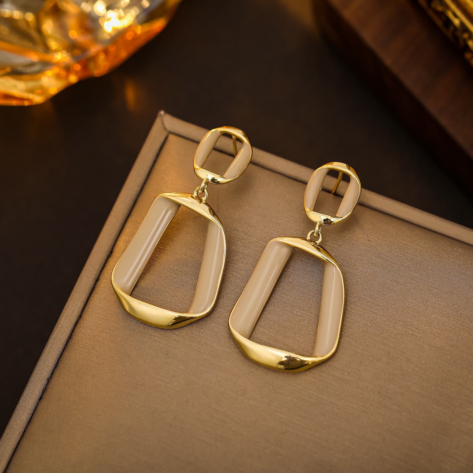 925 Silver Pin Geometric Oil Drip Drop Earrings - 1