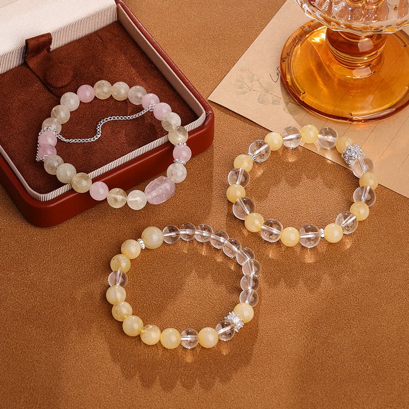 Handmade Aquamarine Larimar Natural Crystal Beaded Bracelet - 1