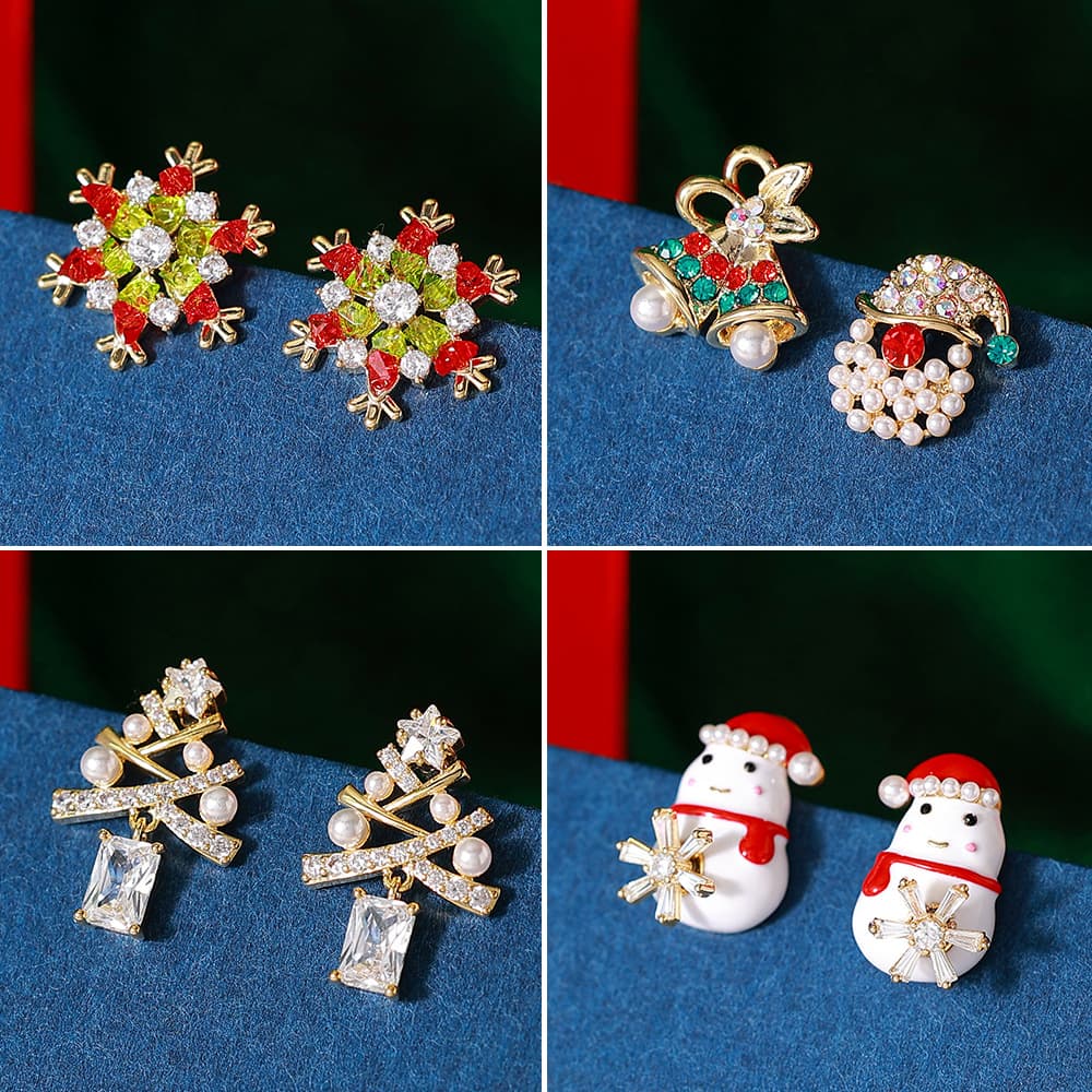 Christmas Tassel Earrings, 925 Sterling Silver Pin - 1