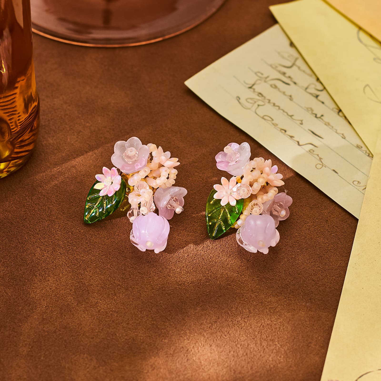 Colorful Beaded Artificial Crystal Stud Earrings 925 - 1