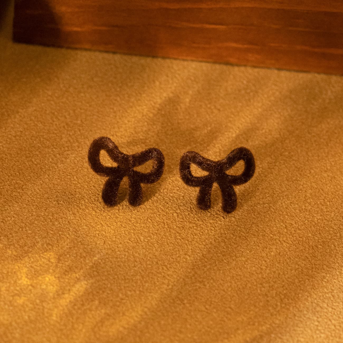 Red Velvet Bow Stud Earrings Sterling Silver Pin - 1