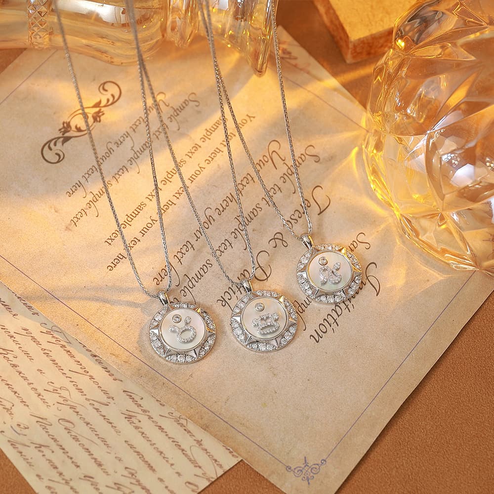 Zodiac Natural Shell Micro-Inlaid Adjustable Necklace - 1