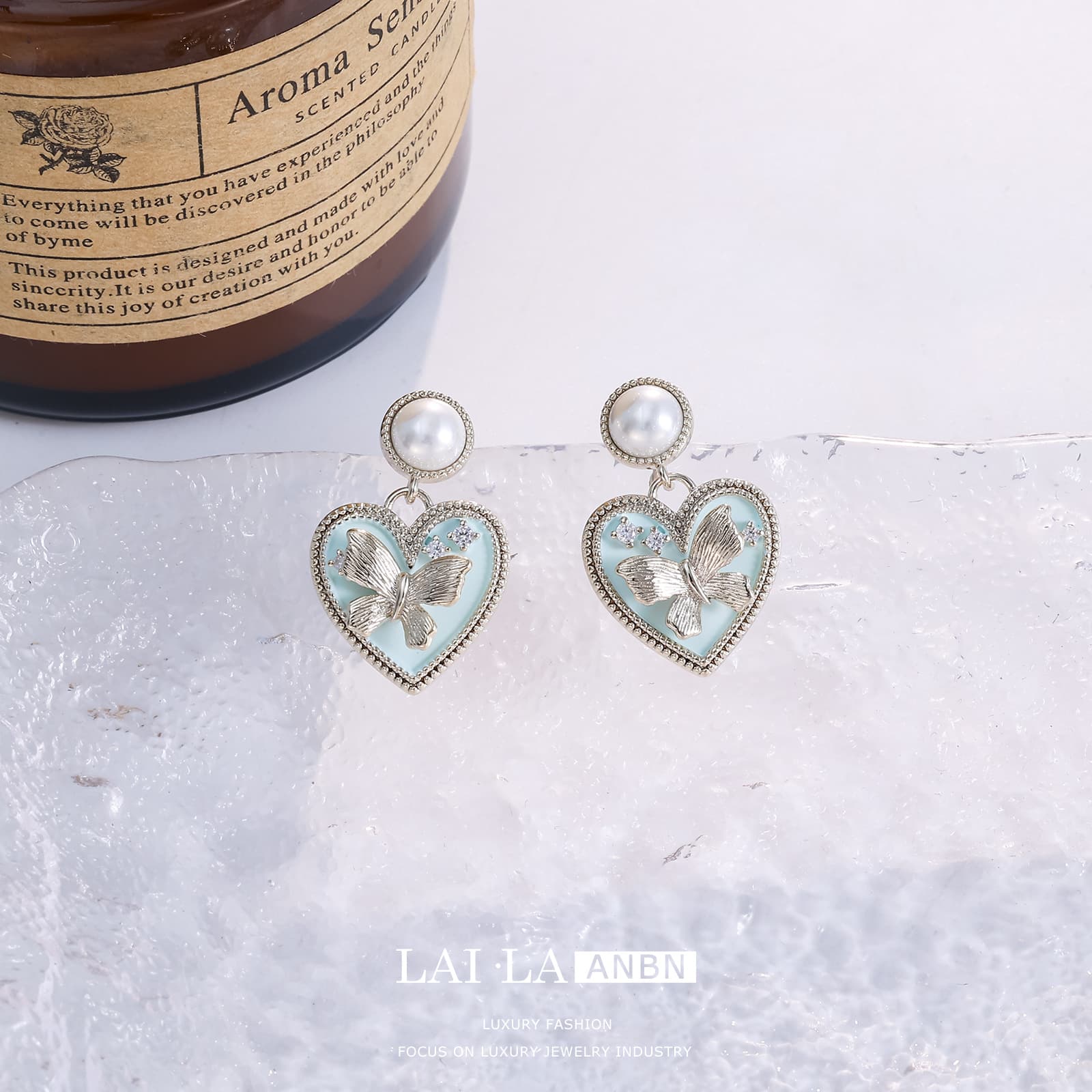 Women's S925 Heart Butterfly Pearl Stud Earrings - 1