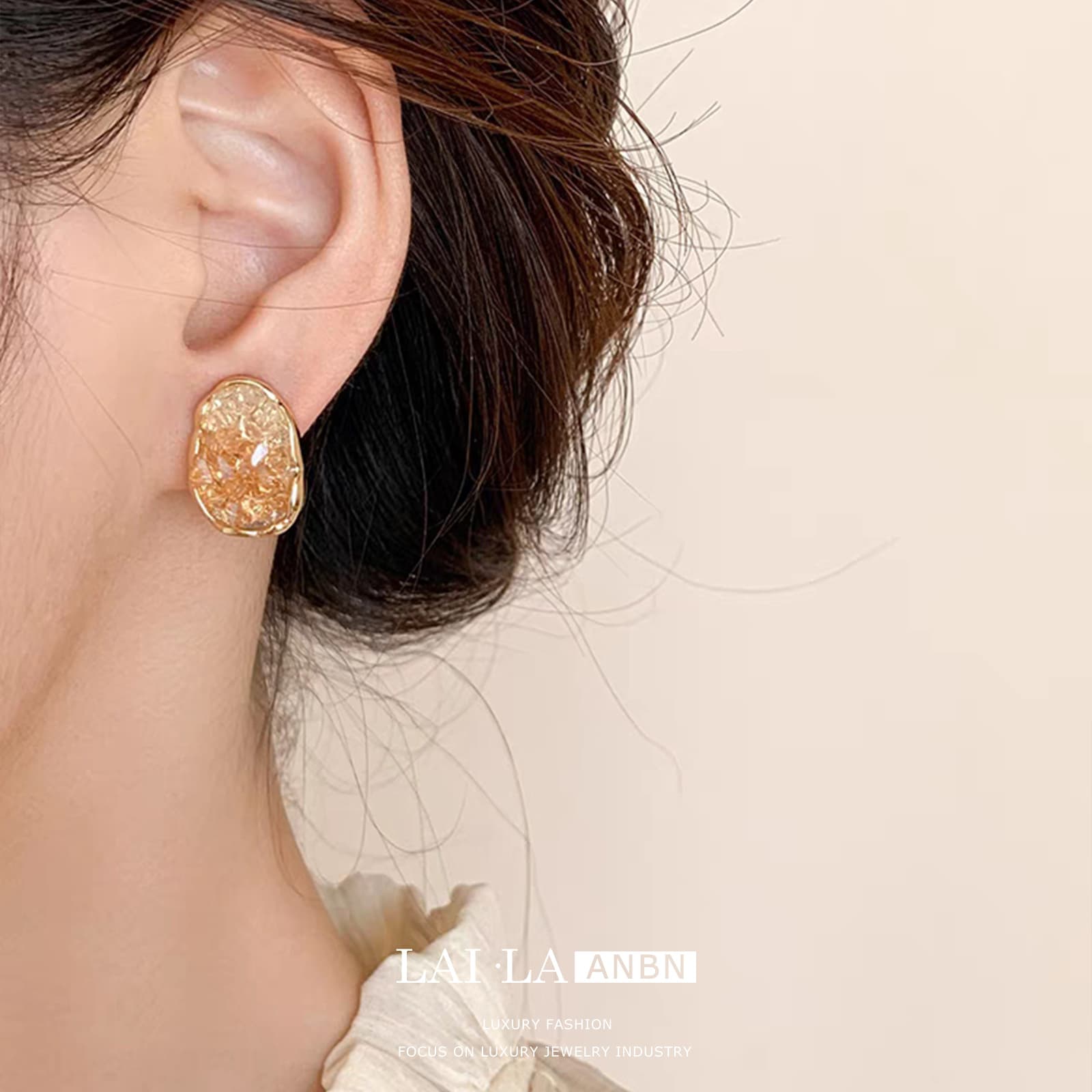 Orange Crystal Mosquito Coil Ear Clips for Women - 1