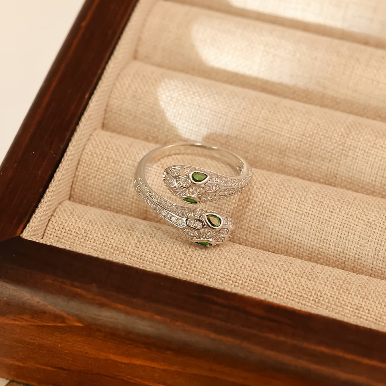 Snake CZ Emerald Gold Plated Necklace Set - 1