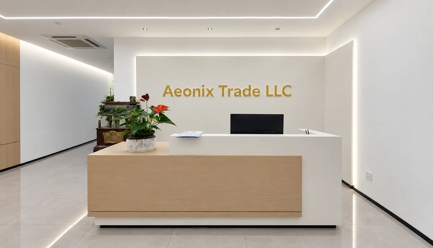 Aeonix Trade office reception — AI edit of an actual photograph