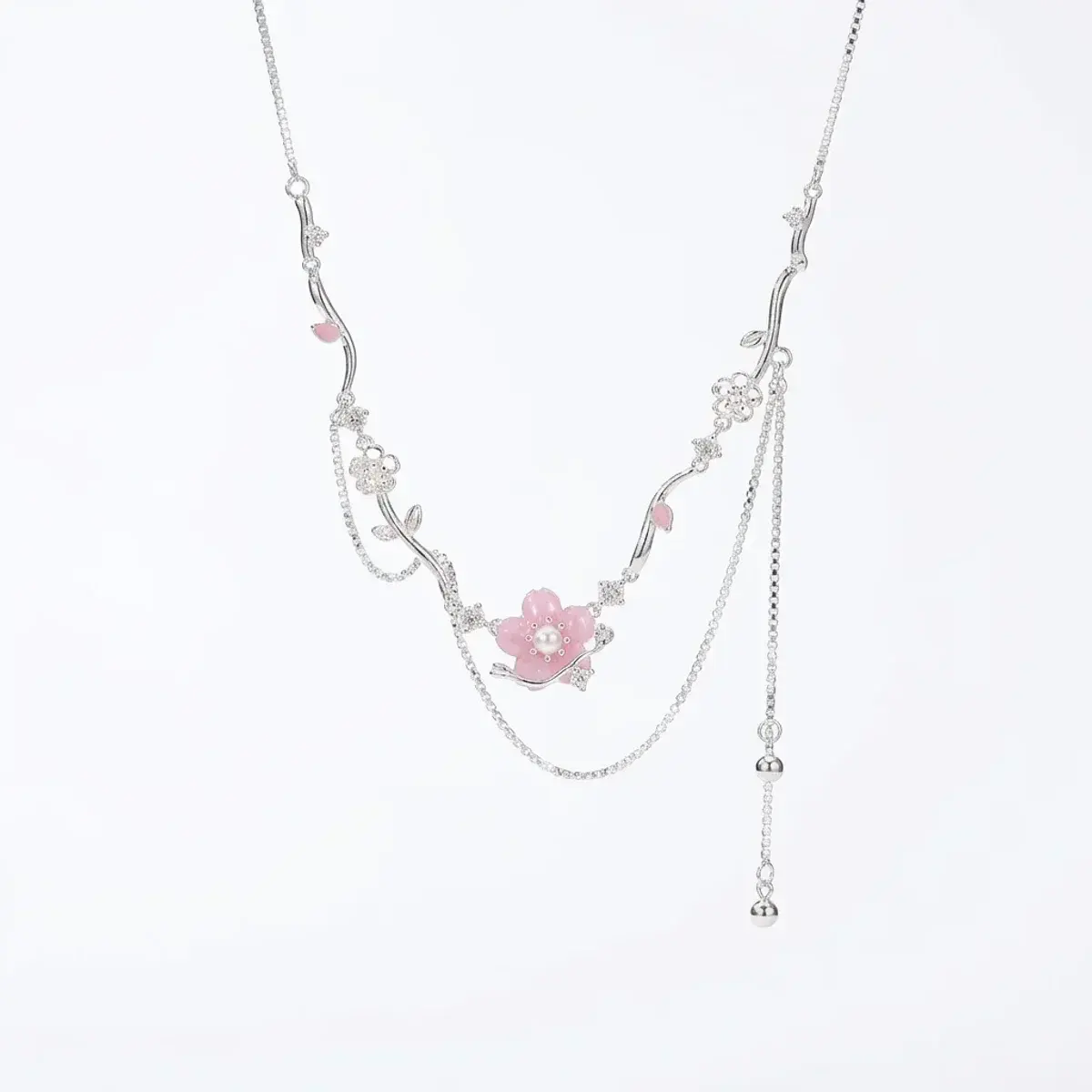 Copper Pearl Zircon Flower Clavicle Necklace