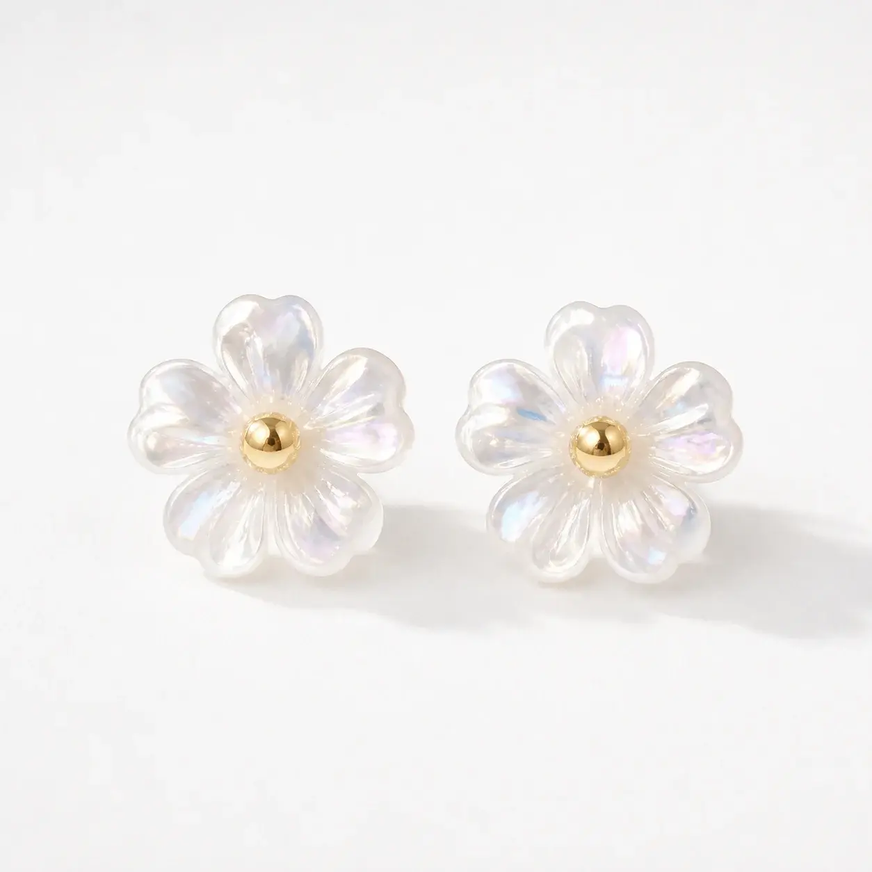 Camellia Flower Stud Earrings S925 Silver Post