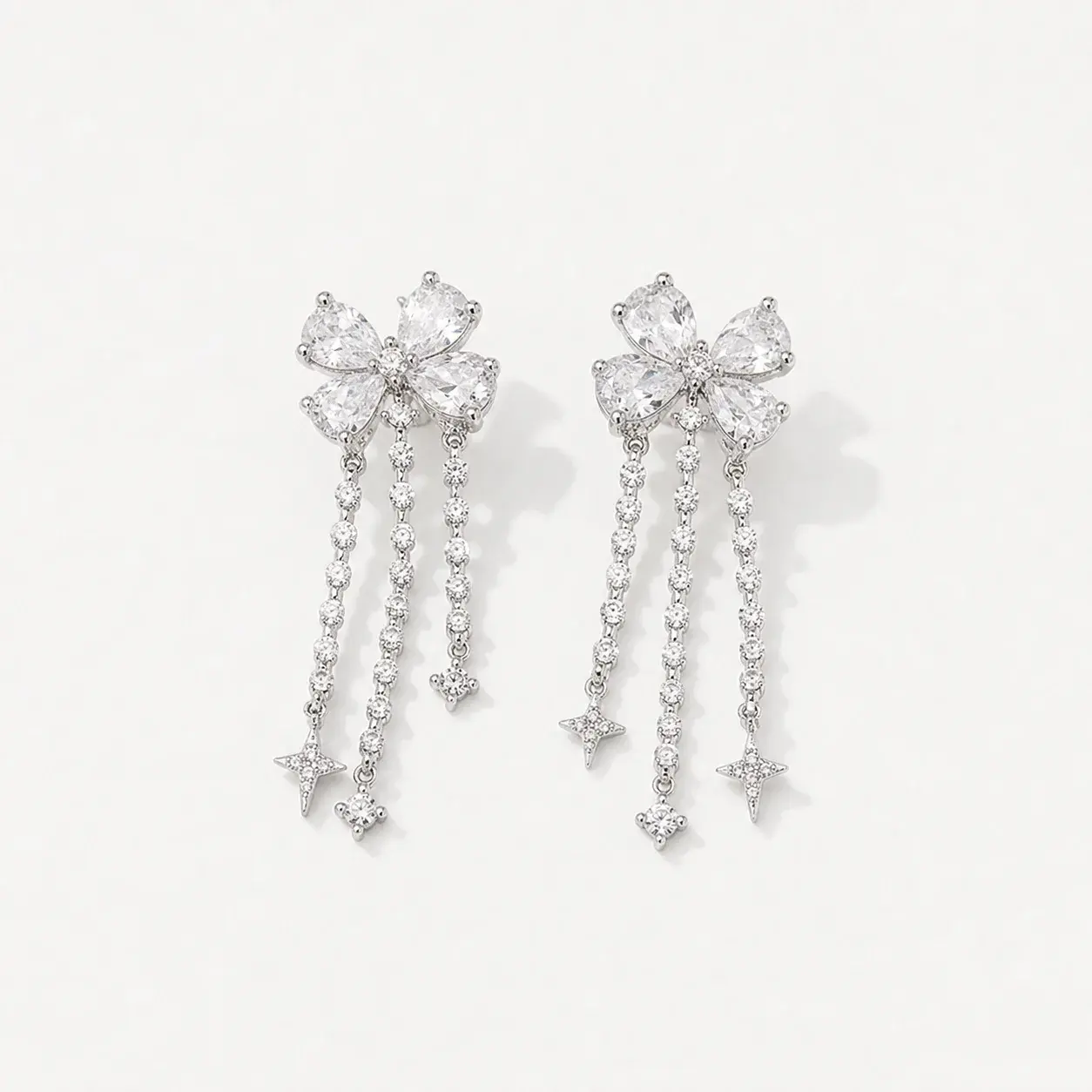 Zircon Tassel 925 Sterling Silver Stud Earrings