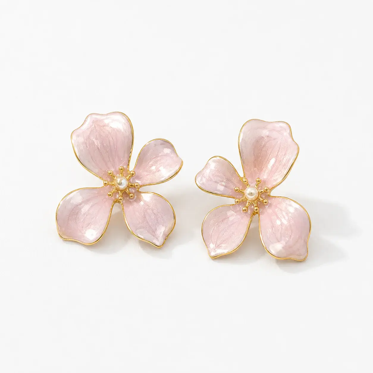 Quicksand Painting Oil Flower Pearl Earrings