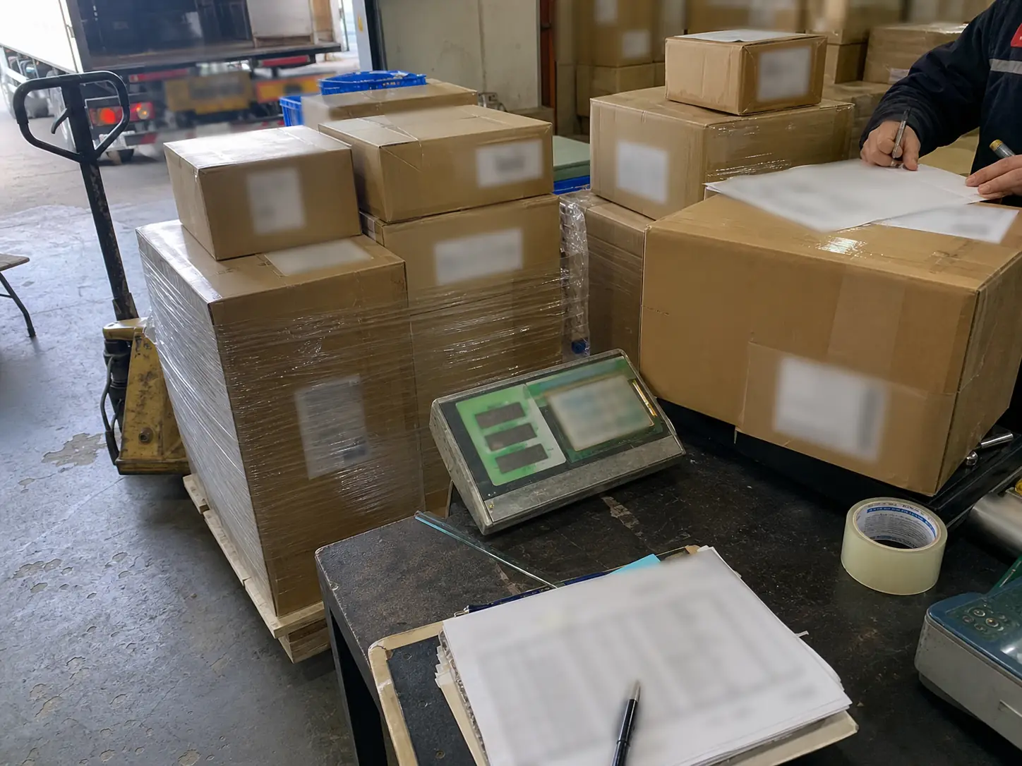 Pallet consolidation and carton verification before freight handoff