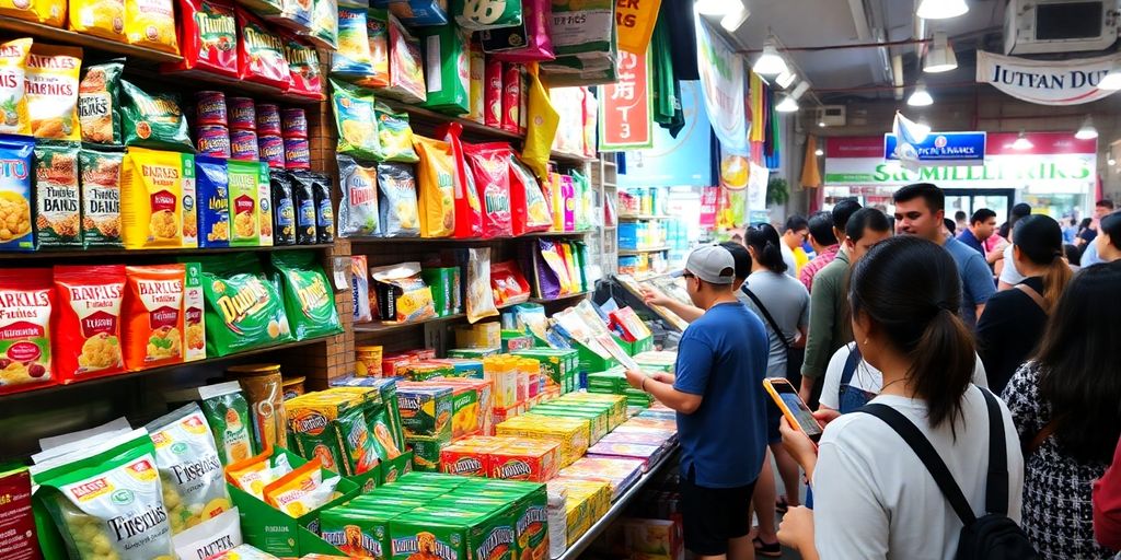 Colorful market stall with budget-friendly products for businesses.