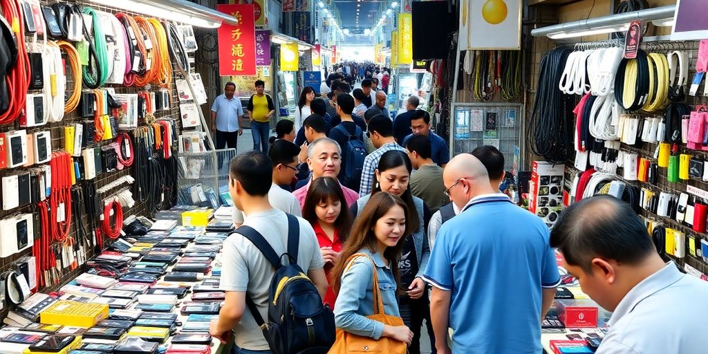 El Mercado de Electrónica de Huaqiangbei rebosa de compradores y artilugios.