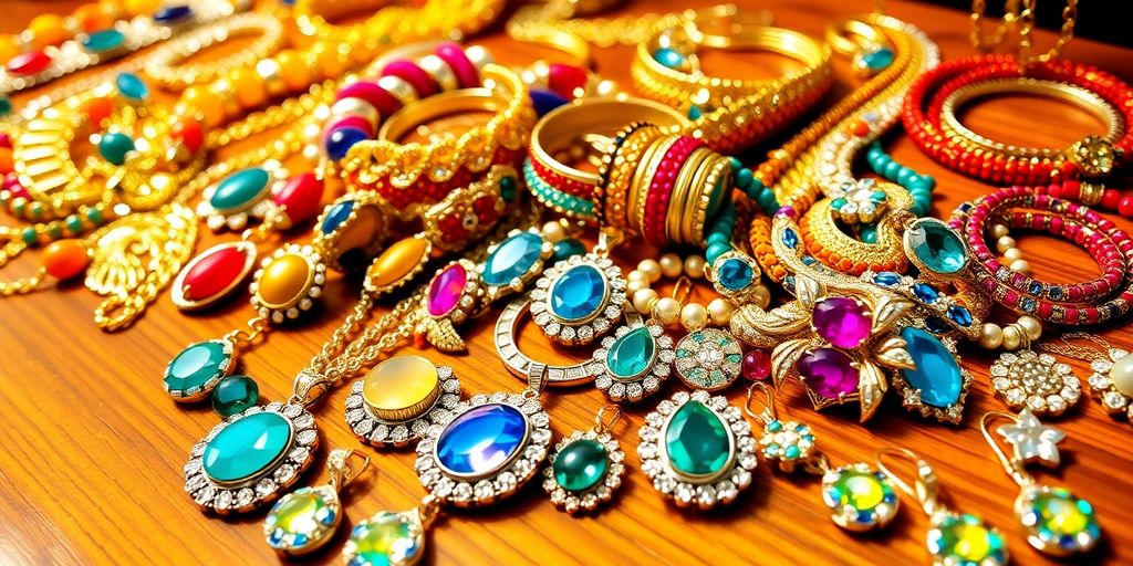 Assortment of colorful wholesale jewelry pieces from China.